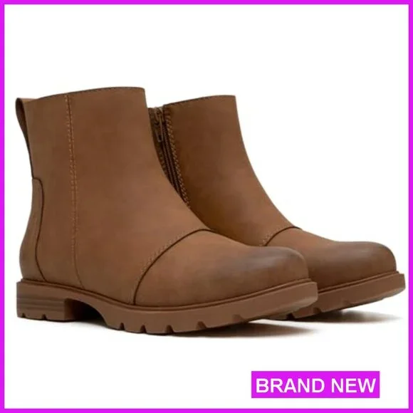 Chunky Lug Sole Ankle Booties Low Heel Zipper Round Toe Comfortable Fashion - Picture 5 of 7